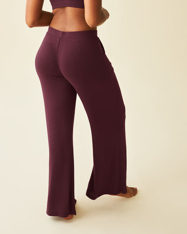 Kindred Bravely CozyKnit Wide Leg Lounge Pant Deep Burgundy