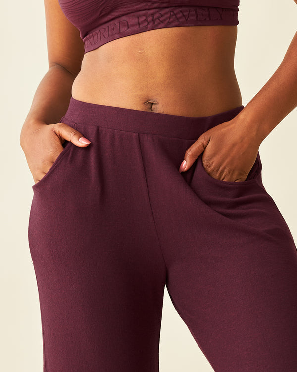 Kindred Bravely CozyKnit Wide Leg Lounge Pant Deep Burgundy