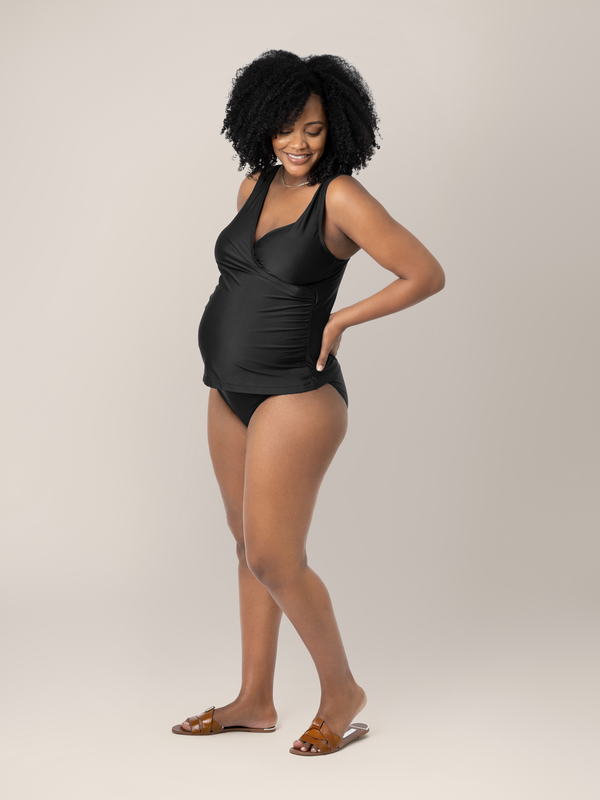 kindred bravely Crossover Maternity & Nursing Tankini Black