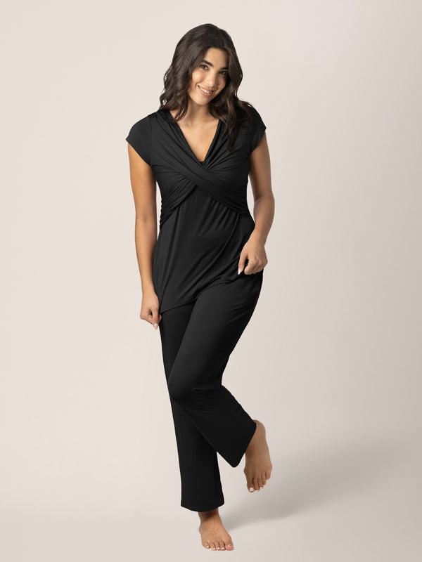kindred bravely Davy Maternity & Nursing Pajama Set Black
