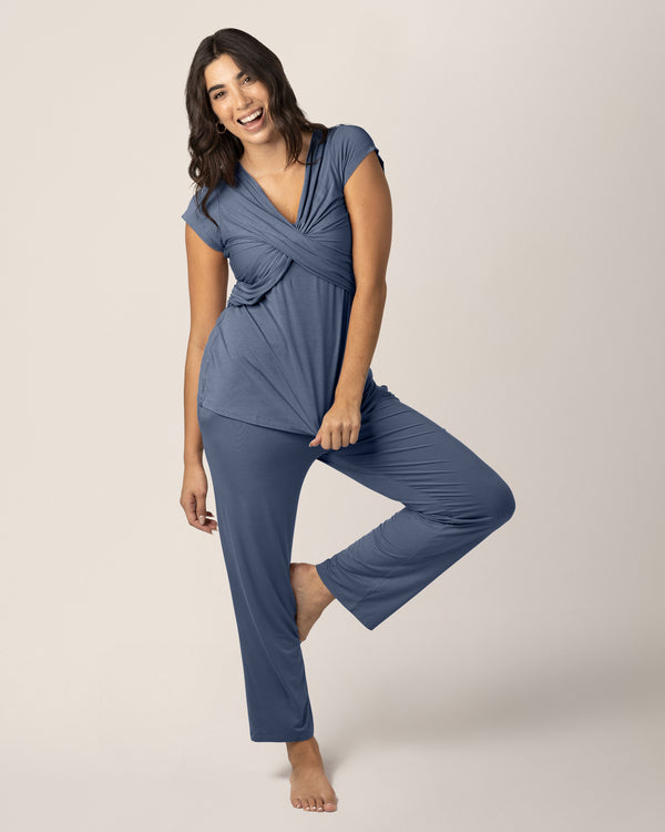 kindred bravely Davy Maternity & Nursing Pajama Set Slate Blue