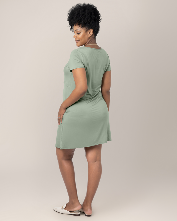 Kindred Bravely Eleanora Bamboo Maternity & Nursing Dress Aqua Mist