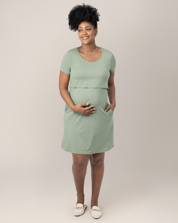 kindred bravely Eleanora Bamboo Maternity & Nursing Dress Aqua Mist