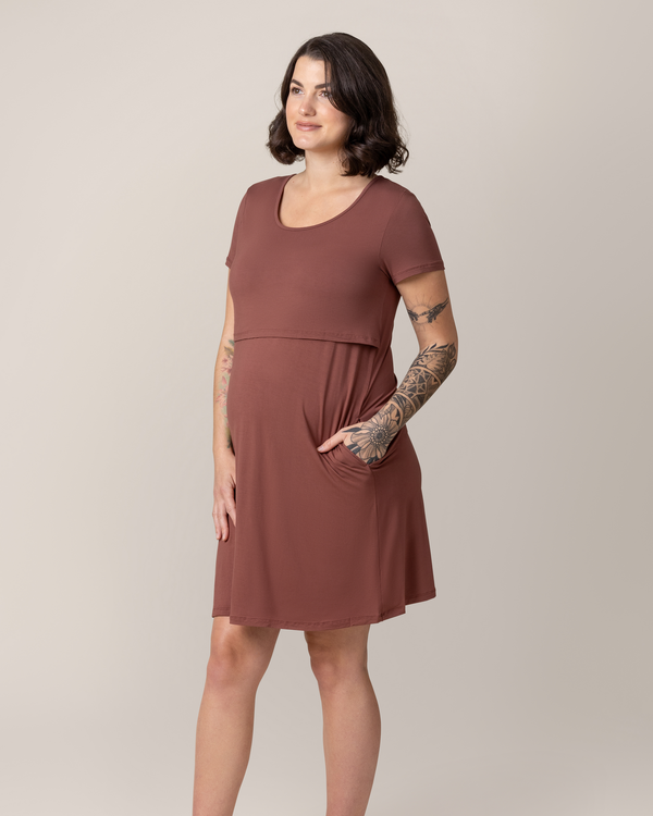 Kindred Bravely Eleanora Bamboo Maternity & Nursing Dress Redwood