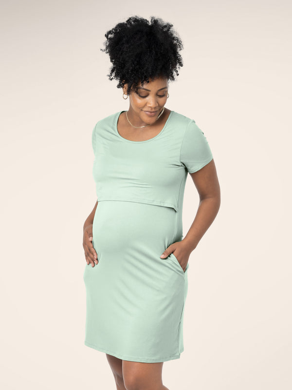 kindred bravely Eleanora Bamboo Maternity & Nursing Dress Soft Mint