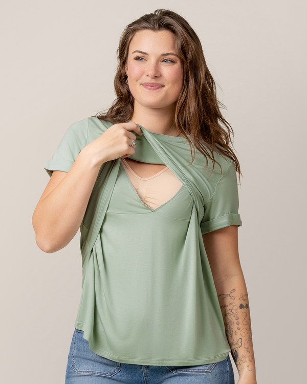 Kindred Bravely Everyday Asymmetrical Nursing T-shirt Aqua Mist