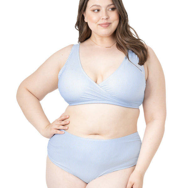 Kindred Bravely High Rise Maternity & Postpartum Bikini Bottom Coastal Stripe