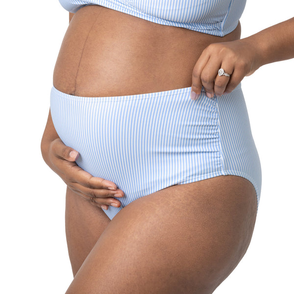 Kindred Bravely High Rise Maternity & Postpartum Bikini Bottom Coastal Stripe