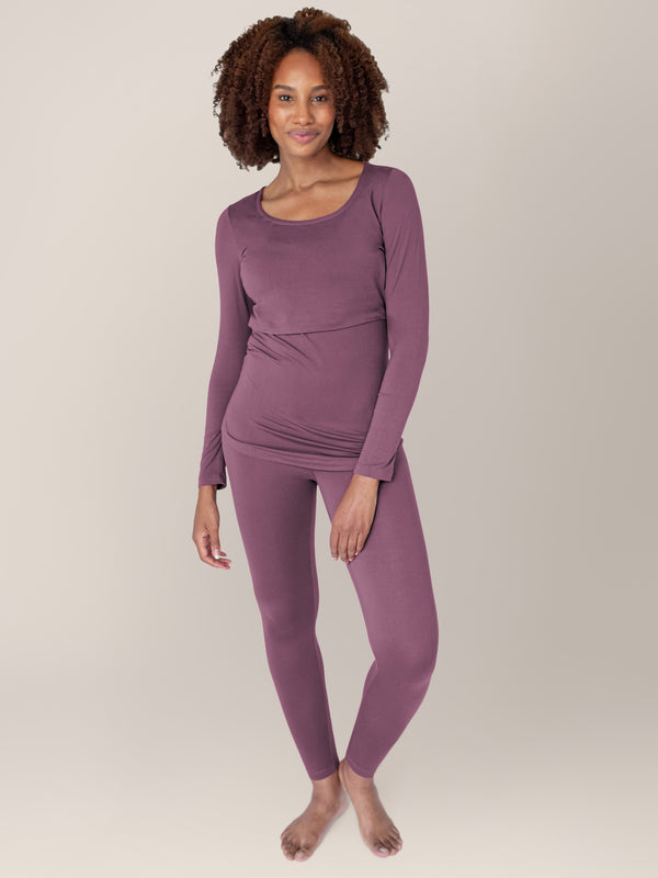 Kindred Bravely Jane Nursing Pajama Set Burgundy Plum