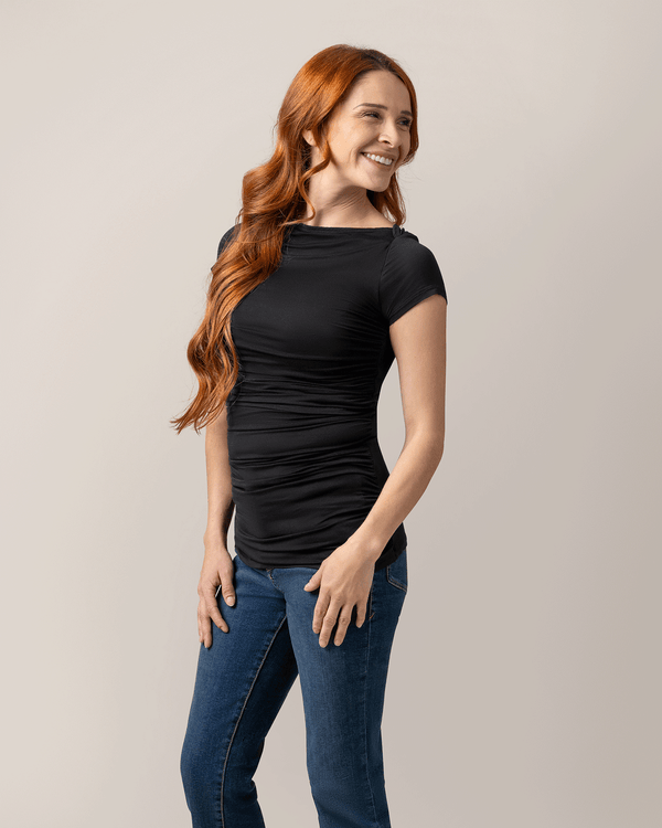 Kindred Bravely Kiera Boat Neck Maternity & Nursing Top Black