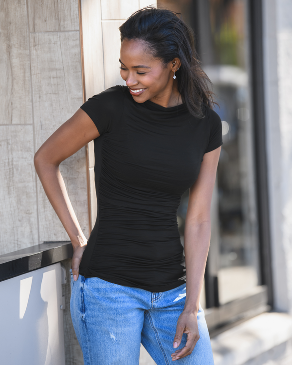 kindred bravely Kiera Boat Neck Maternity & Nursing Top Black