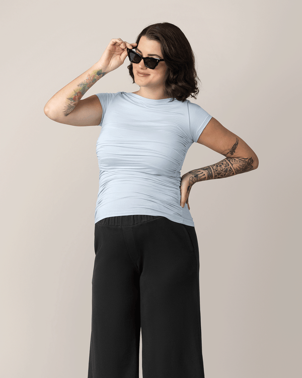 Kindred Bravely Kiera Boat Neck Maternity & Nursing Top French Blue