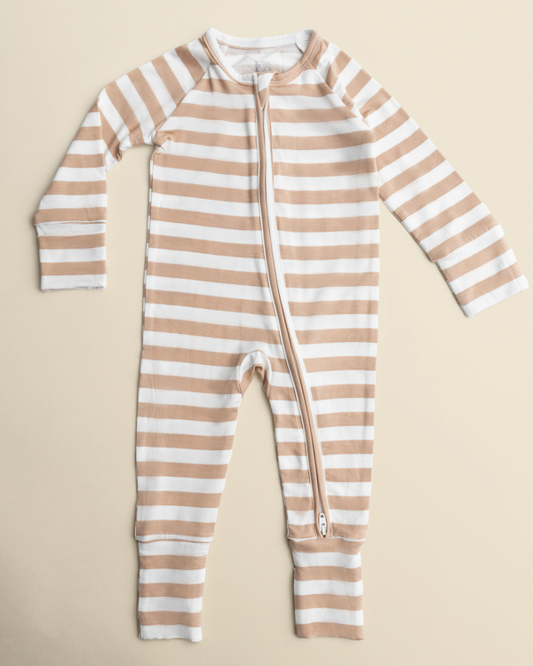 Kindred Bravely Bamboo Baby Pajamas Fawn Stripe