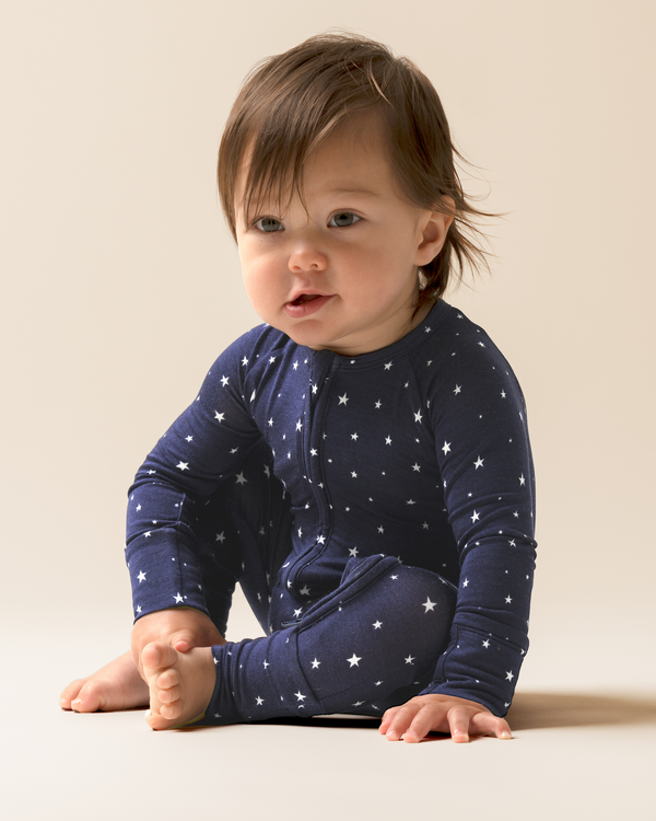 Kindred Bravely Bamboo Baby Pajamas Navy Stars