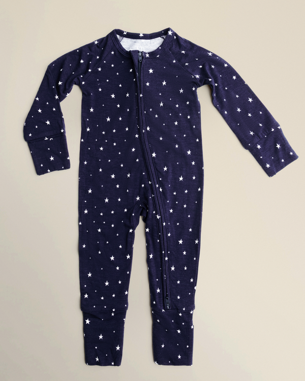 Kindred Bravely Bamboo Baby Pajamas Navy Stars
