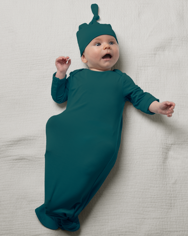 kindred bravely Bamboo Knotted Baby Gown Evergreen