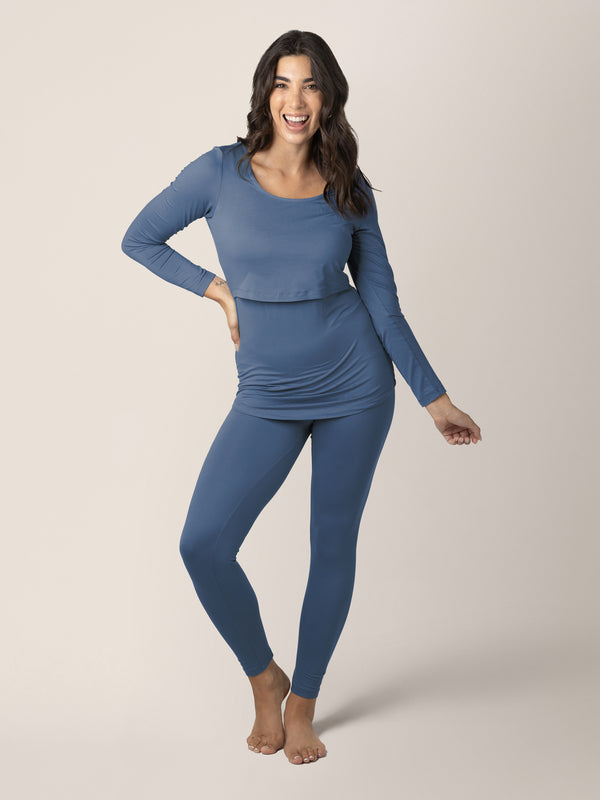 Kindred Bravely Jane Nursing Pajama Set Slate Blue