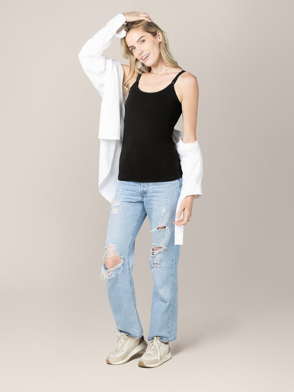 Kindred Bravely Picot Trim Nursing Camisole Black