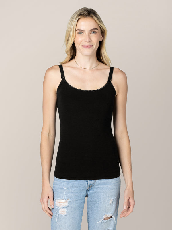 Kindred Bravely Picot Trim Nursing Camisole Black