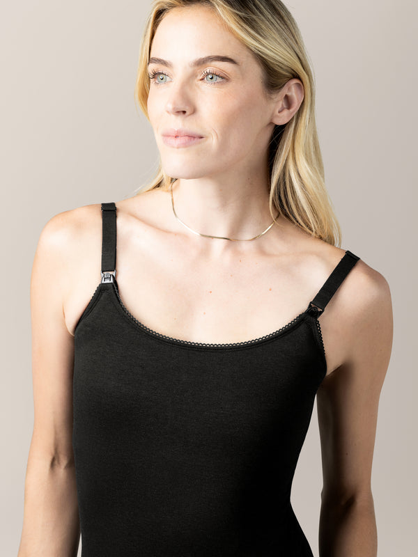 kindred bravely Picot Trim Nursing Camisole Black