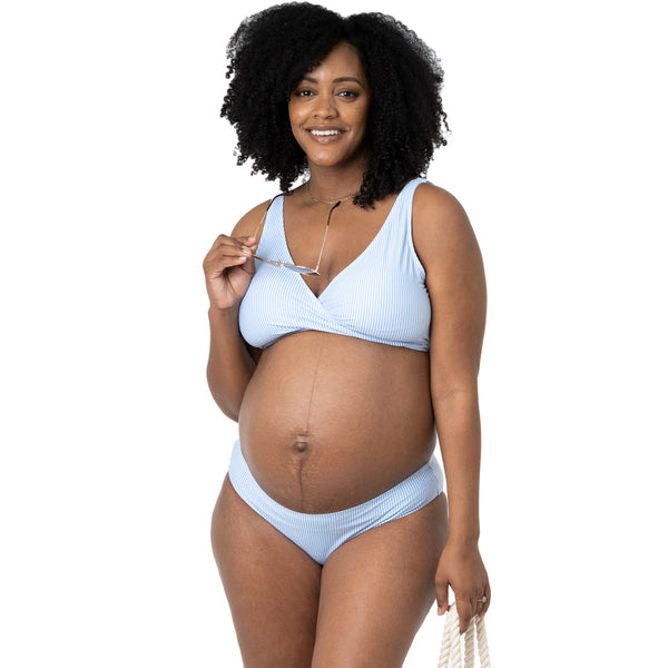 Kindred Bravely Low Rise Maternity & Postpartum Bikini Bottom Coastal Stripe