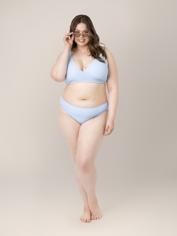 kindred bravely Low Rise Maternity & Postpartum Bikini Bottom Coastal Stripe