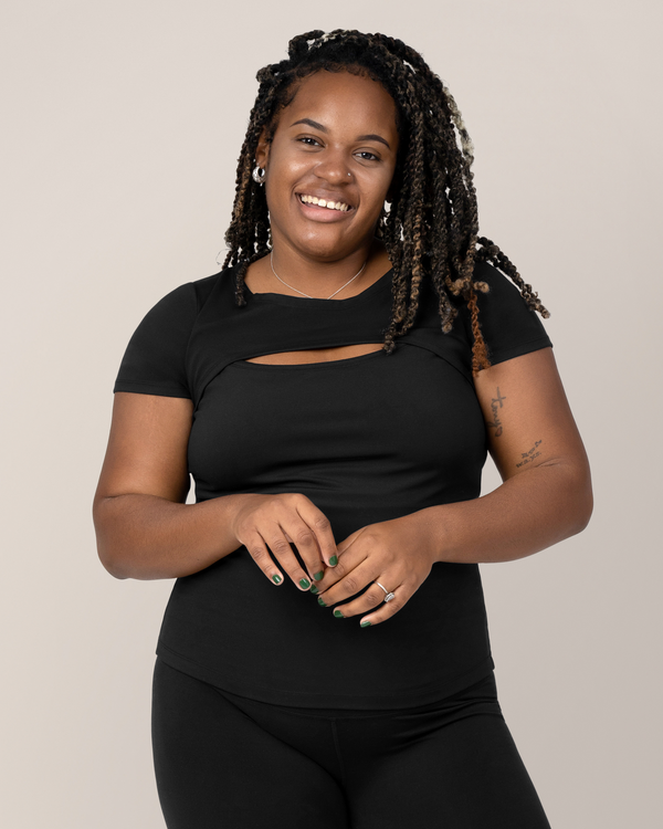 kindred bravely Luna Active Cut Out Nursing Top Black