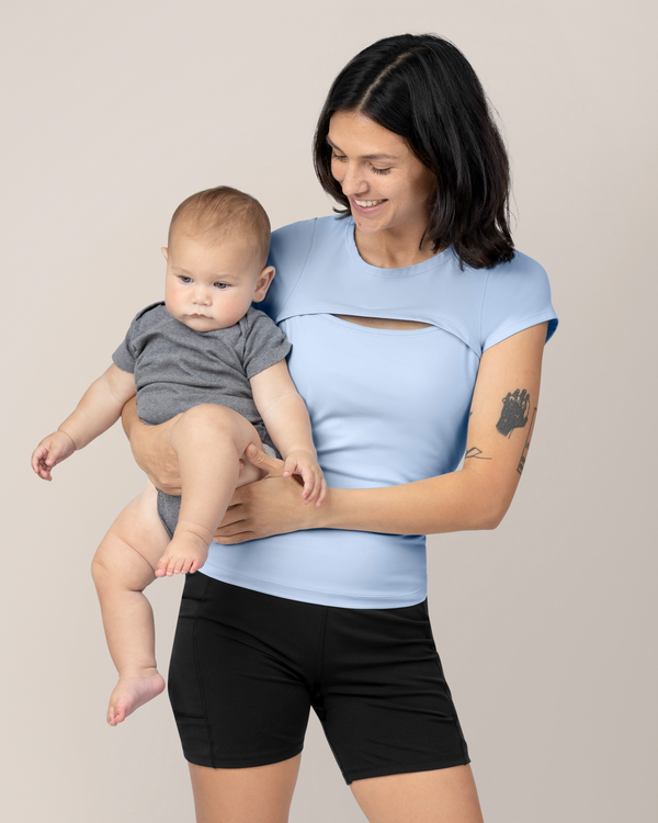 Kindred Bravely Luna Active Cut Out Nursing Top French Blue