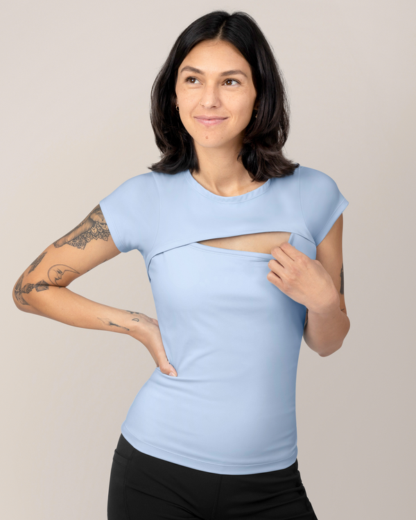 Kindred Bravely Luna Active Cut Out Nursing Top French Blue