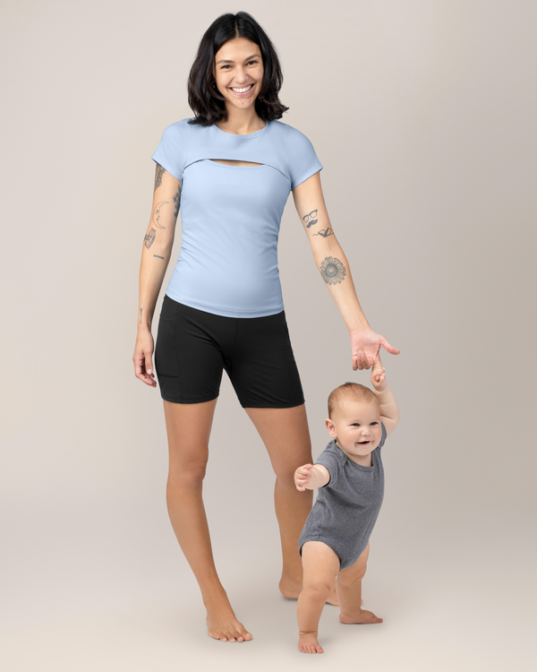 kindred bravely Luna Active Cut Out Nursing Top French Blue