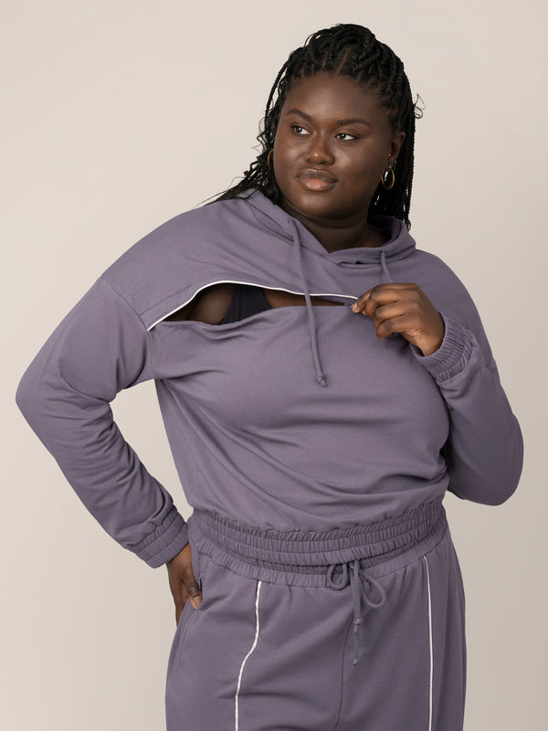 Kindred Bravely Mila Cropped Nursing Hoodie Granite