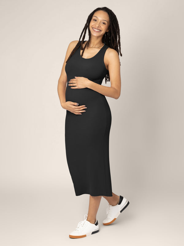 Kindred Bravely Olivia Ribbed Bamboo 2-in-1 Maternity & Nursing Dress Black