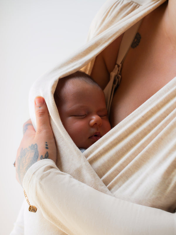 Kindred Bravely Organic Cotton Skin To Skin Long Sleeve Wrap Top Oatmeal Heather