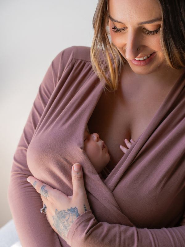 Kindred Bravely Organic Cotton Skin To Skin Long Sleeve Wrap Top Twilight