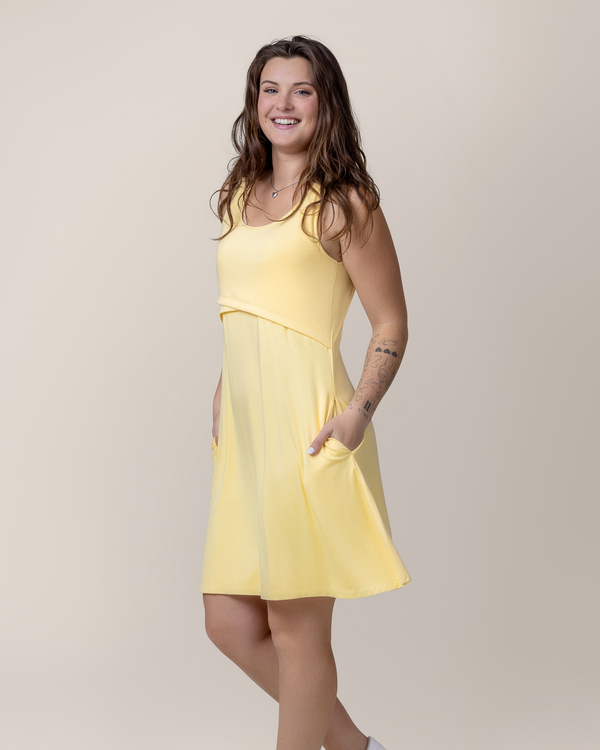 Kindred Bravely Penelope Crossover Nursing Dress Butter Yellow