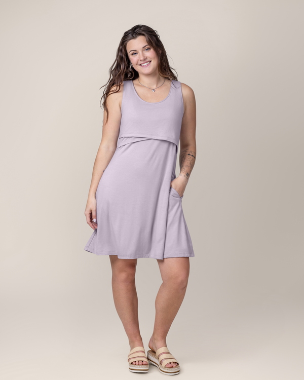 kindred bravely Penelope Crossover Nursing Dress Lavender Mist