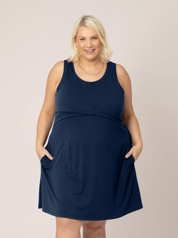 Kindred Bravely Penelope Crossover Nursing Dress Navy