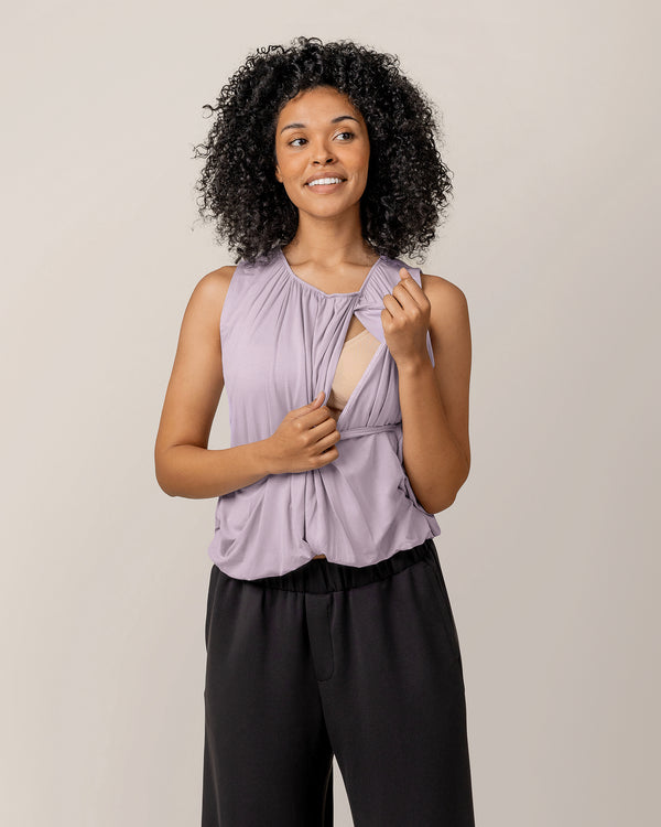 Kindred Bravely Piper Bubble Hem Nursing Tank Lavender Mist