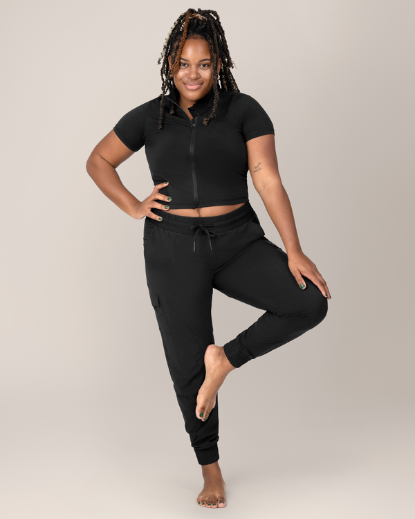 Kindred Bravely Presley Active Zip Front Nursing Top Black