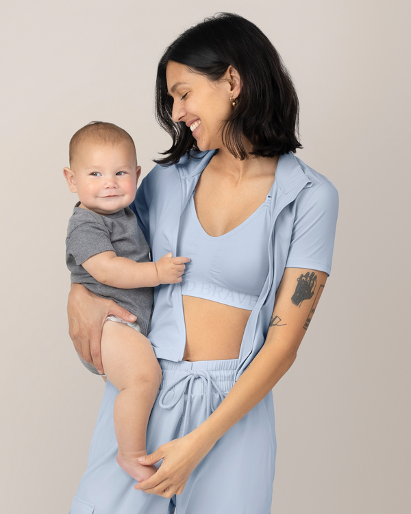 Kindred Bravely Presley Active Zip Front Nursing Top French Blue