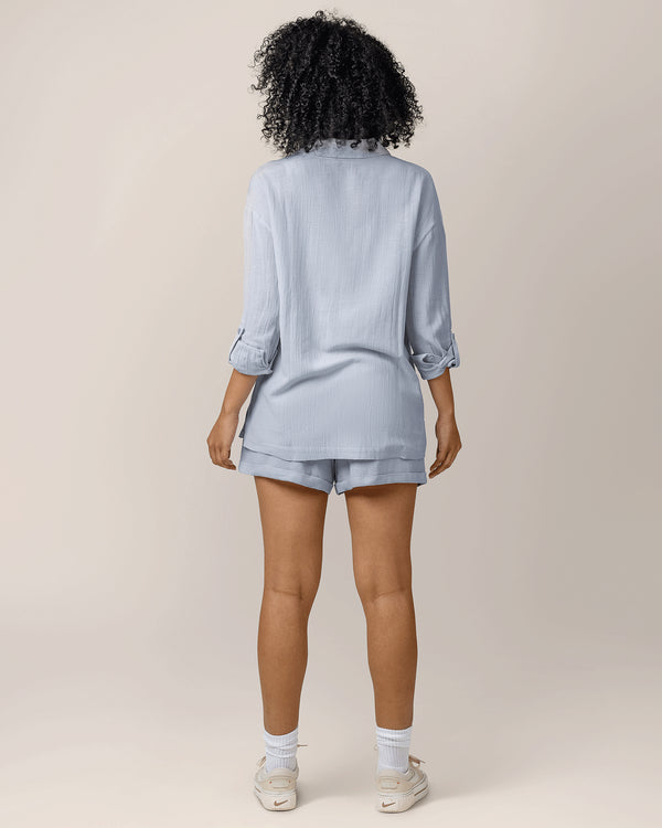 Kindred Bravely Reese Oversized Linen Button Down Shirt French Blue