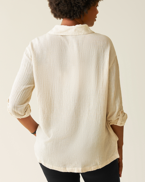Kindred Bravely Reese Oversized Linen Button Down Shirt Natural