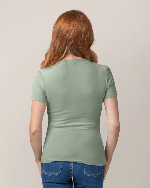 Kindred Bravely Ribbed Bamboo Crew Neck Nursing T-shirt Aqua Mist