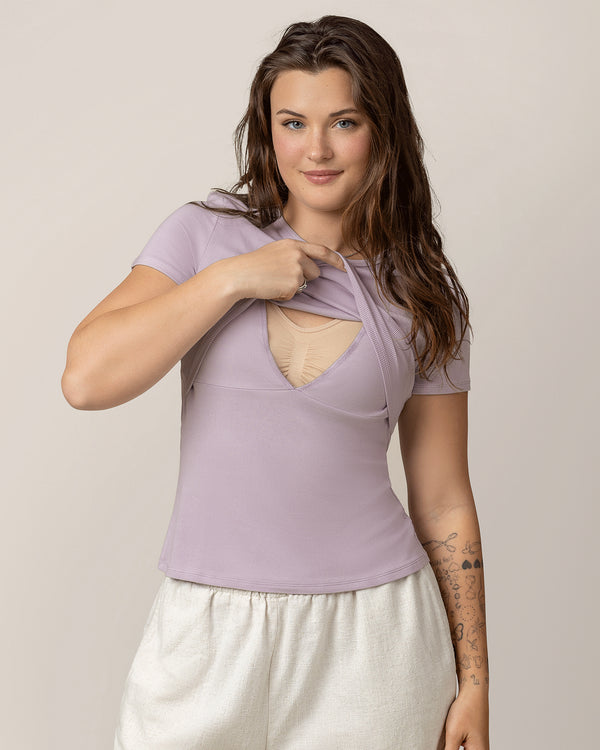 Kindred Bravely Ribbed Bamboo Crew Neck Nursing T-shirt Lavender Mist