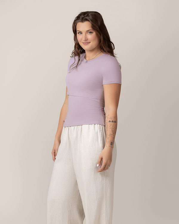 Kindred Bravely Ribbed Bamboo Crew Neck Nursing T-shirt Lavender Mist