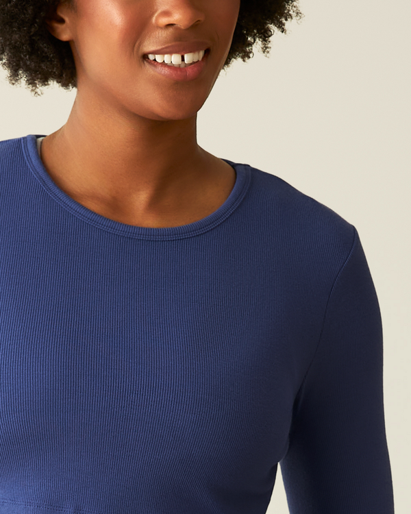 Kindred Bravely Ribbed Bamboo Long Sleeve Nursing T-shirt Deep Blue