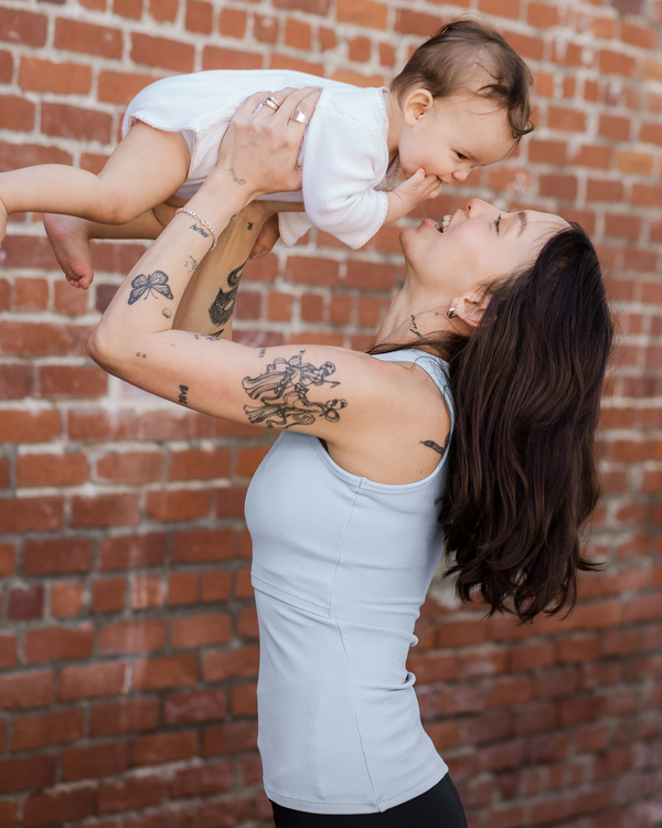 Kindred Bravely Ribbed Bamboo Racerback Nursing Tank French Blue