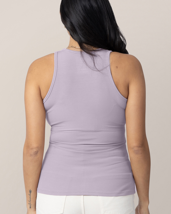 Kindred Bravely Ribbed Bamboo Racerback Nursing Tank Lavender Mist