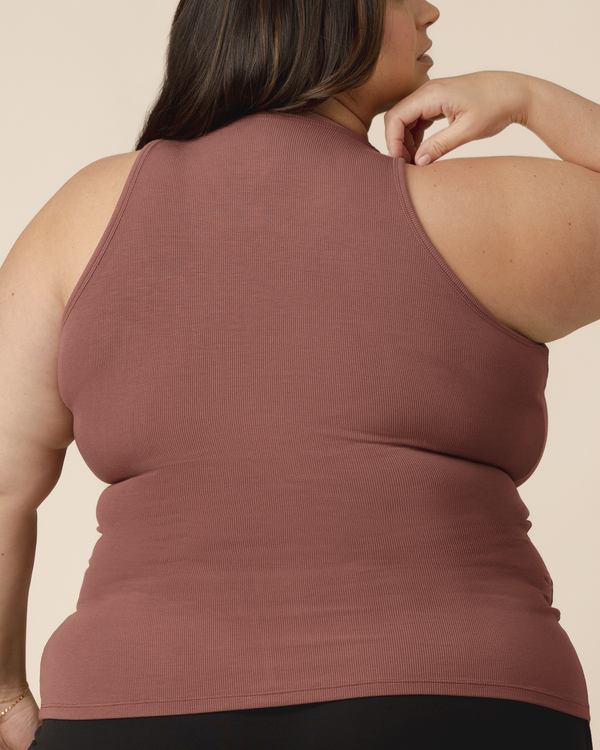 Kindred Bravely Ribbed Bamboo Racerback Nursing Tank Redwood
