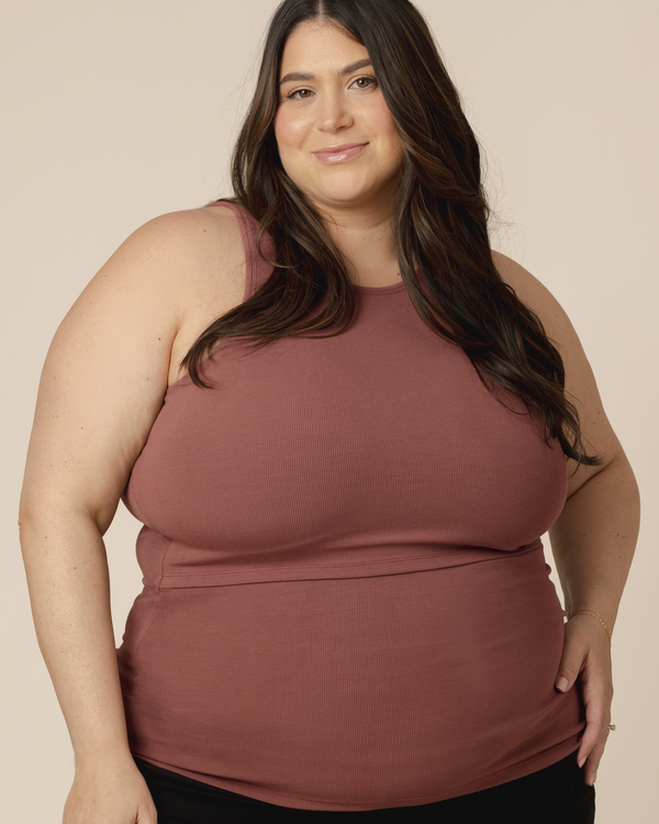 kindred bravely Ribbed Bamboo Racerback Nursing Tank Redwood